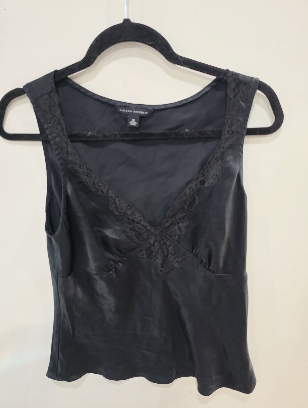 Nwot Banana Republic Black Lace-Trim Silk Cami Size M Minimalist